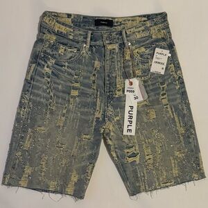 purple brand distressed shorts